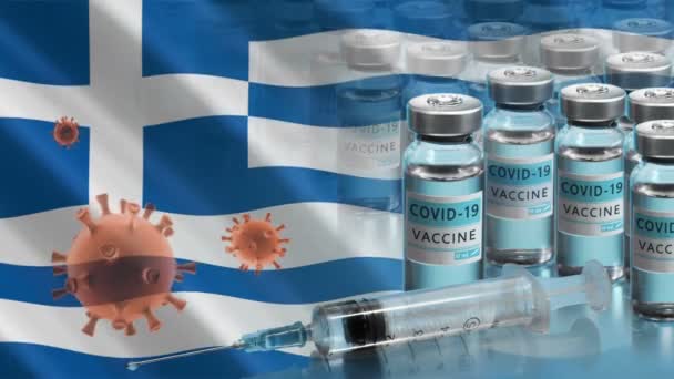 Vaccinatiecampagne in Griekenland De strijd tegen het coronavirus in de wereld — Stockvideo