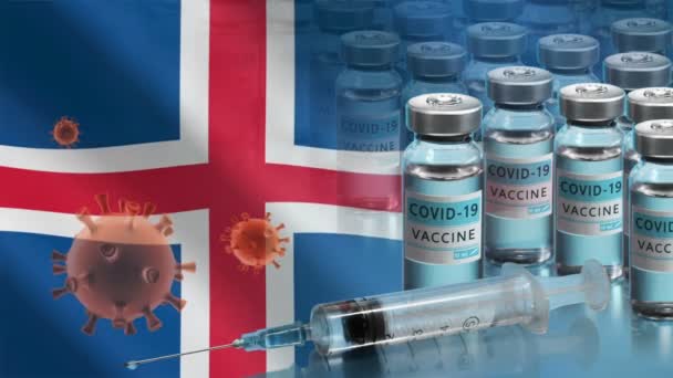 Кампания вакцинации в Исландии. Борьба с коронавирусом в мире — стоковое видео