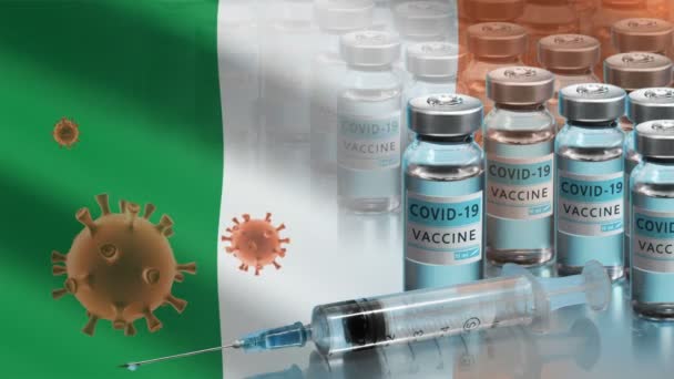 Кампания вакцинации в Ирландии. Борьба с коронавирусом в мире — стоковое видео