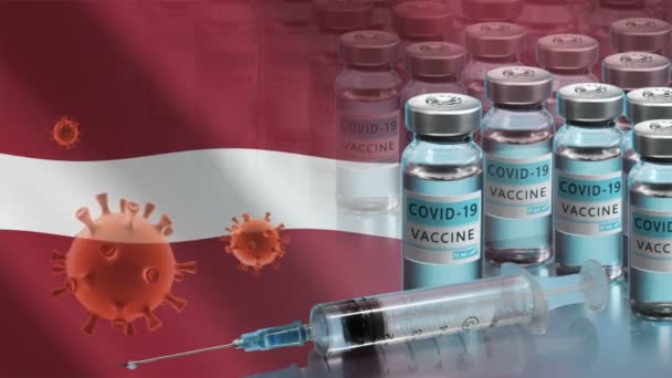 Кампания вакцинации в Латвии. Борьба с коронавирусом в мире — стоковое видео