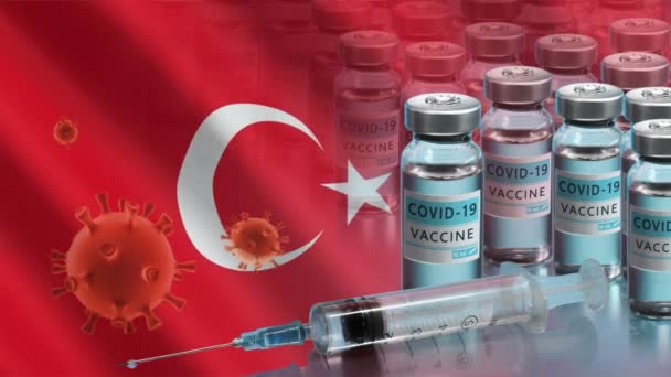 Campanha de vacinação na Turquia. A luta contra o coronavírus no mundo — Vídeo de Stock