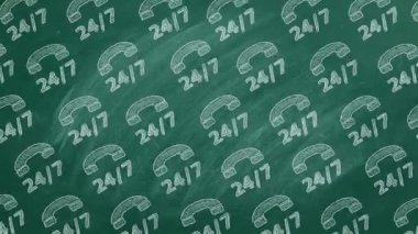 24 saat acil yardım hattı. Tahtadaki resim.