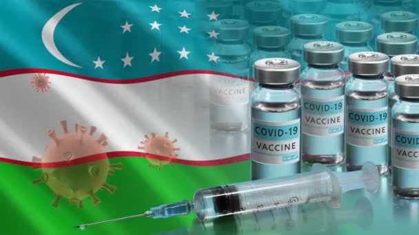 乌兹别克斯坦的疫苗接种运动。与世界上的头孢病毒作斗争 — 图库视频影像