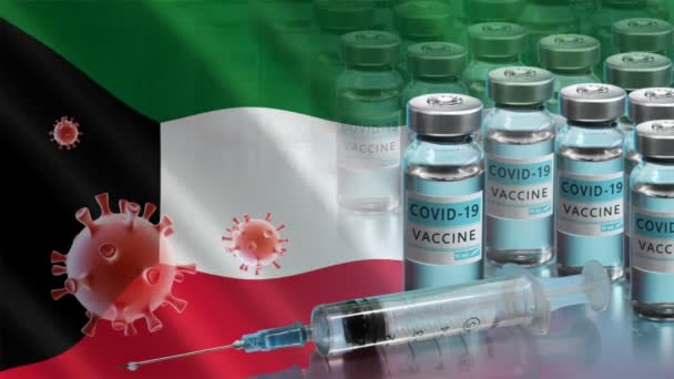 Kuveyt 'te aşı kampanyası. Dünyada koronavirüsle mücadele — Stok video