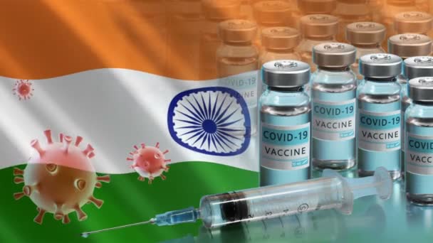 Campaña de vacunación en India. La lucha contra el coronavirus en el mundo — Vídeo de stock