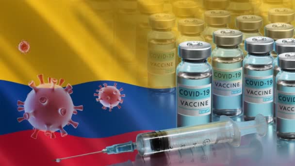 Кампания вакцинации в Колумбии. Борьба с коронавирусом в мире — стоковое видео