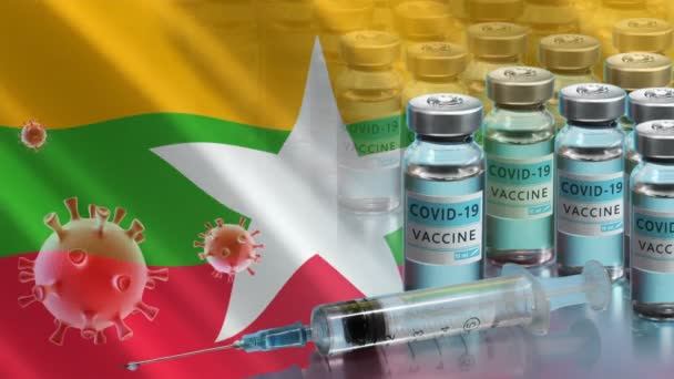 미얀마에서의 예방 접종 캠페인. 세계에서 코로나 바이러스와의 싸움 — 비디오