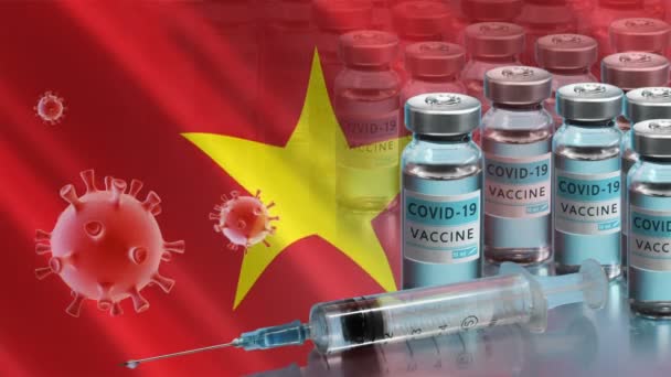 Kampanye vaksinasi di Vietnam. Pertarungan melawan coronavirus di Dunia — Stok Video