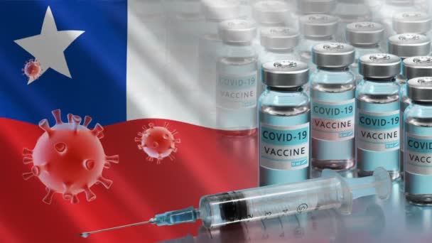 Campagna di vaccinazione in Cile. La lotta contro il coronavirus nel mondo — Video Stock