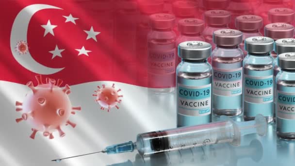 Campaña de vacunación en Singapur. La lucha contra el coronavirus en el mundo — Vídeo de stock