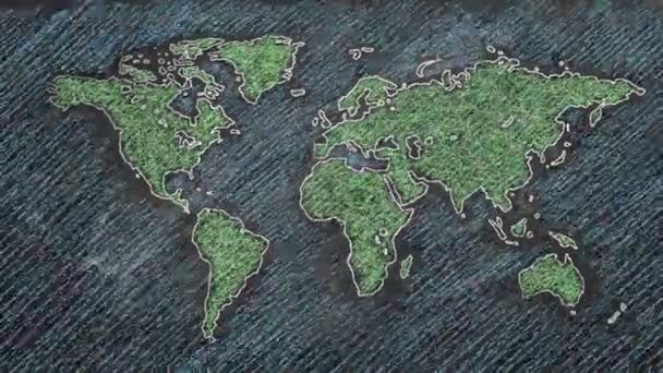 Animated world map in chalk — Stock Video