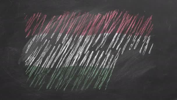 National Flag Hungary Hand Drawn Chalk Blackboard Flag Waving Wind — Stock Video