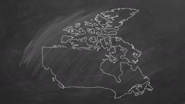 Canada. Chalk drawn and animated map with flag. — Stock Video