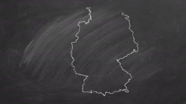 Almanya. Tebeşir çizilmiş ve bayrak ile canlandırılmış harita.