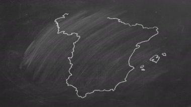 İspanya. Tebeşir çizilmiş ve bayrak ile canlandırılmış harita.