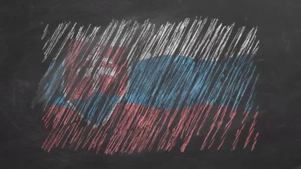 Slovakya Bayrağı Tahtaya Tebeşirle Çizilmiş Rüzgarda Dalgalanan Bayrak Farklı Ülkelerin — Stok video