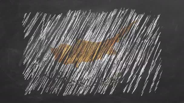 National Flag Cyprus Hand Drawn Chalk Blackboard Flag Waving Wind — Stock Video