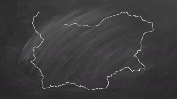 Landkarte Und Flagge Bulgariens Mit Kreide Auf Einer Tafel Handgezeichnete — Stockvideo