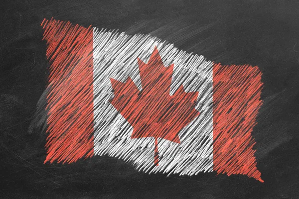 Nationale Vlag Van Canada Met Krijt Schoolbord Vlag Wapperend Wind — Stockfoto