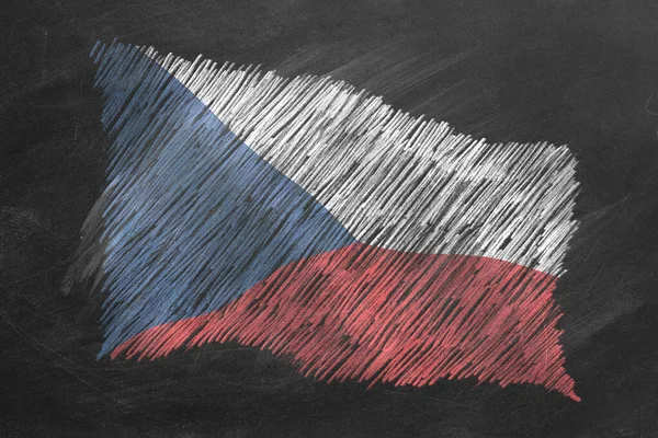 Nationale Vlag Van Tsjechië Met Hand Getekend Met Krijt Schoolbord — Stockfoto
