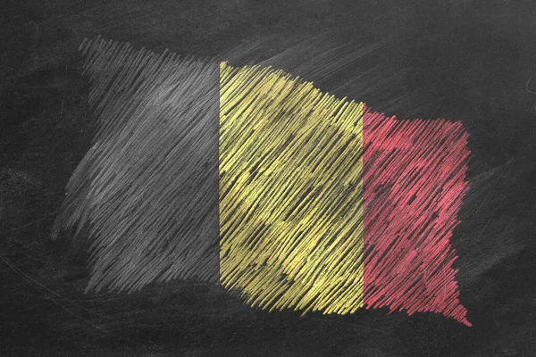 Nationale Vlag Van België Met Krijt Schoolbord Vlag Wapperend Wind — Stockfoto