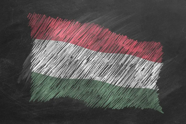 Nationale Vlag Van Hongarije Met Hand Getekend Met Krijt Schoolbord — Stockfoto