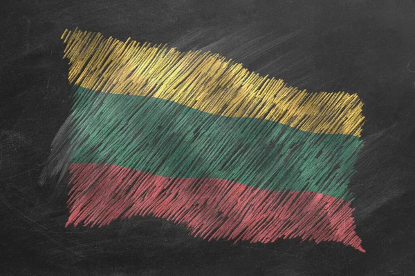 Nationale Vlag Van Litouwen Met Krijt Schoolbord Vlag Wapperend Wind — Stockfoto