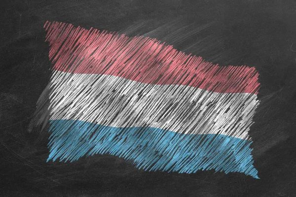 Nationale Vlag Van Luxemburg Met Krijt Schoolbord Vlag Wapperend Wind — Stockfoto
