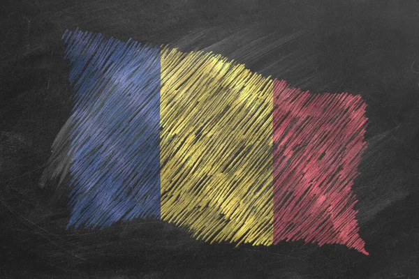 Nationale Vlag Van Roemenië Met Hand Getekend Met Krijt Schoolbord — Stockfoto