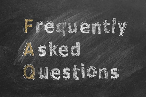 FAQ. Frequently Asked Questions. Lettering on chalkboard. — Stock Photo, Image