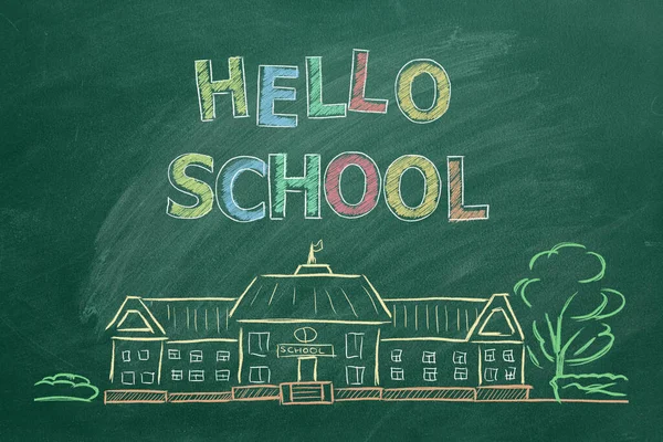 Hello School. Illustration on blackboard. — Stock Photo, Image