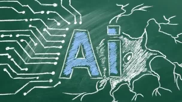 Det är AI. Artificiell intelligens. Konceptuell illustration. — Stockvideo