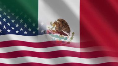 Meksika ve ABD bayrakları uluslararası ilişkiler, çatışma gerginliği ve diplomasiyi temsil ediyor.