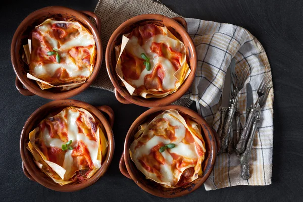 Schüsseln mit Lasagne — Stockfoto