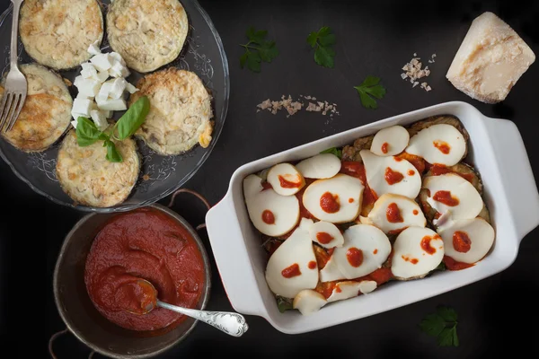 Scamorza Cheese Layer In Parmigiana Recipe — Stock Photo, Image