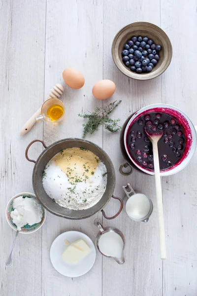 Amerikaanse pannenkoeken ingrediënten — Stockfoto