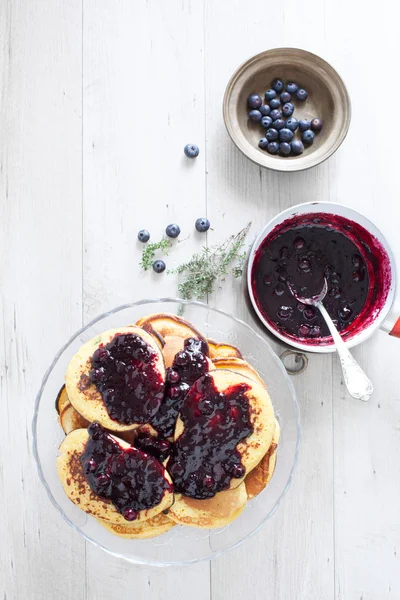 Breakfast With Blueberry Pancakes — Stock Photo, Image