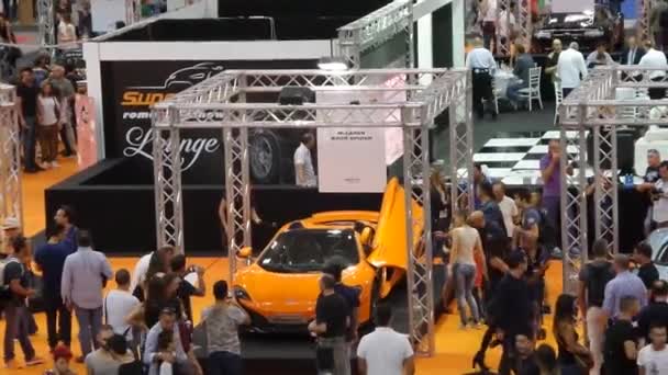McLaren Stand Super Car Rome — Stock Video