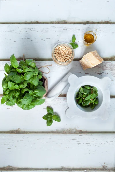 Pesto omáčkou Ingredience — Stock fotografie