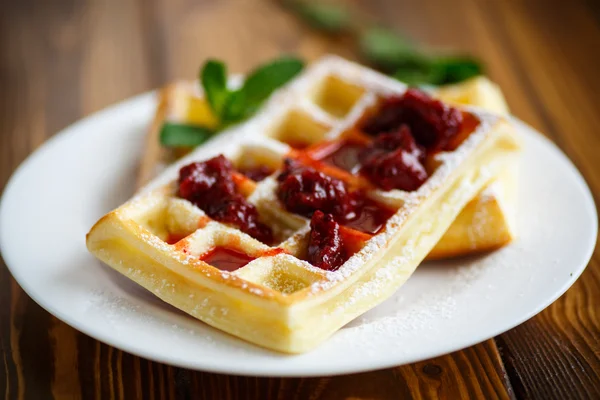 Viennese waffles with powdered sugar — Stock Photo, Image