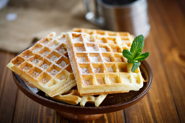 Viennese waffles with powdered sugar