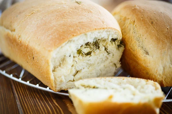 Pão recheado de queijo e endro — Fotografia de Stock
