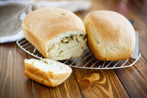 Pão recheado de queijo e endro — Fotografia de Stock