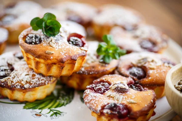 Cheese muffins with walnuts and cherries — Stock Photo, Image