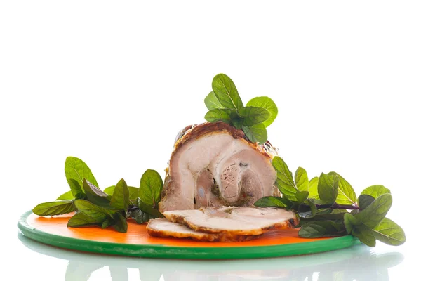 Carne di maiale cotta con spezie e menta — Foto Stock