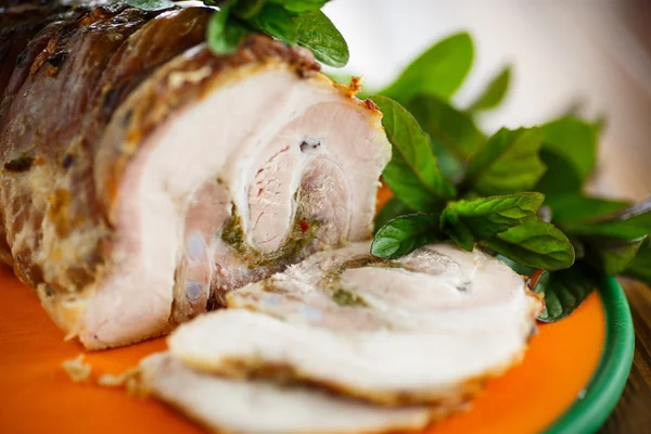 Pork baked with spices and mint — Stock Photo, Image