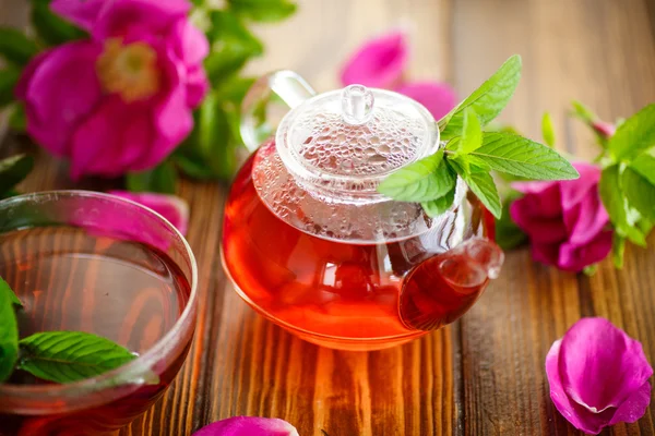 Fresh tea with rosehip — Stock Photo, Image