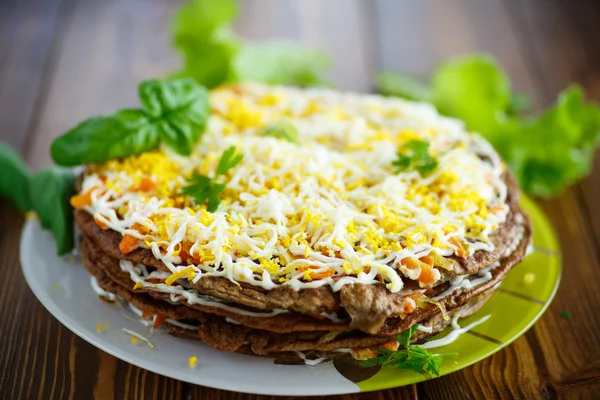 Liver cake stuffed with vegetables — Stock Photo, Image