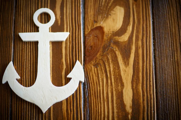 Wooden nautical anchor — Stock Photo, Image