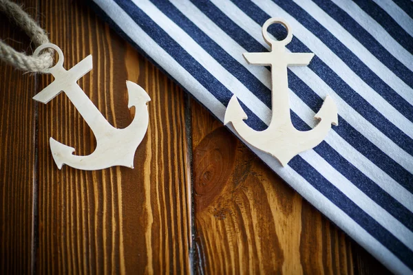 Wooden nautical anchor — Stock Photo, Image